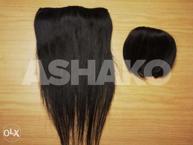 2 Extention hair شعر طويل طبيعي مع غرة قصي...