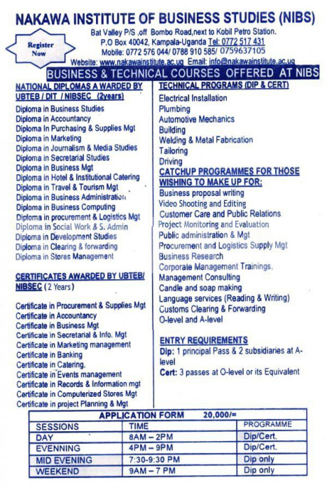 Diploma, Certificate and Community Polytechnic Courses
